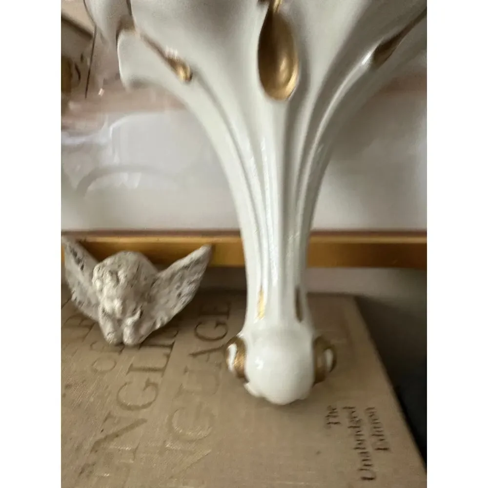 Vintage Italian Hollywood Regency Style Gilt Porcelain Brackets Shelves sconces